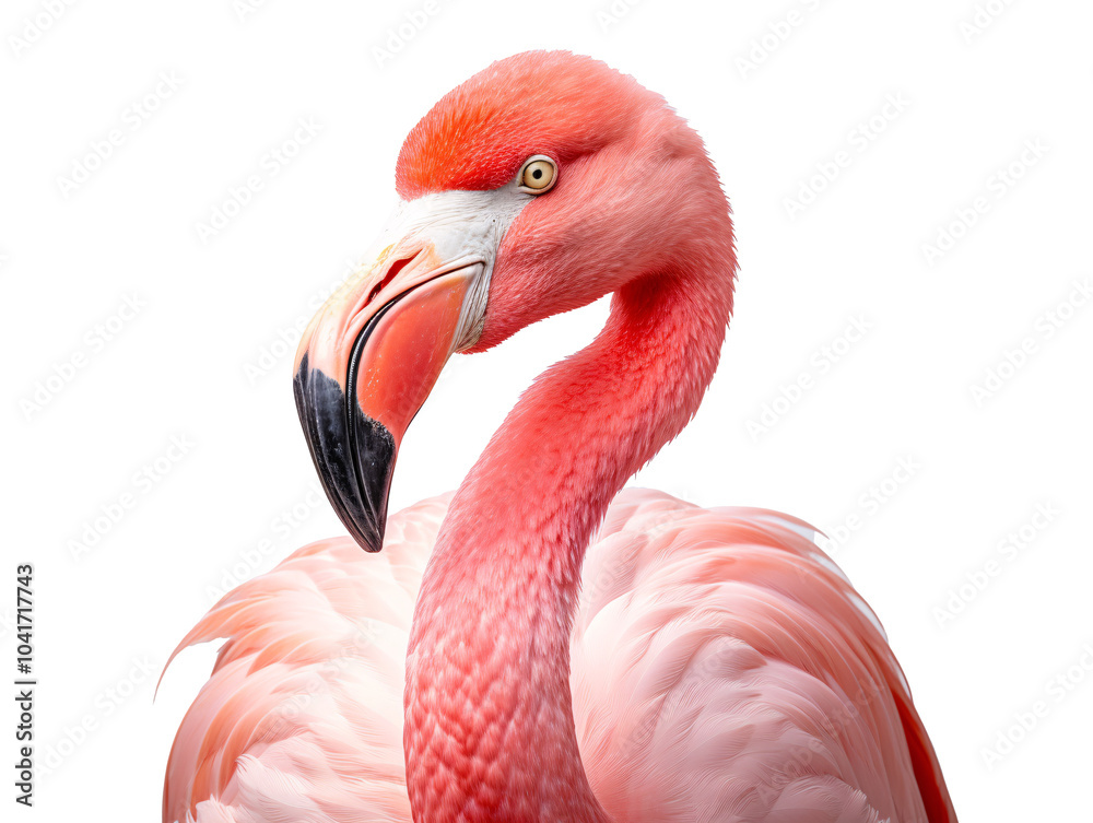 Obraz premium a pink flamingo with a white background