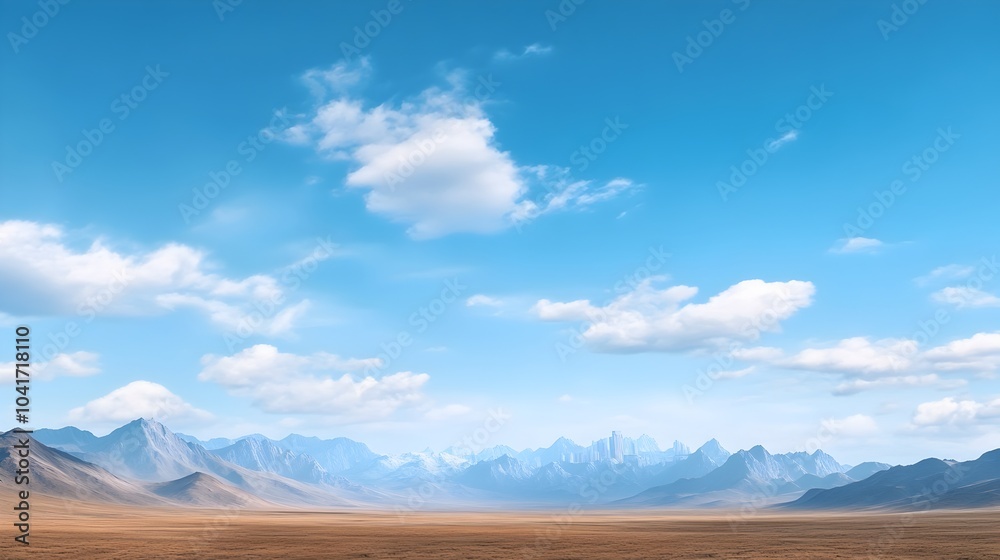 Majestic Urban Skyline Amid Serene Mountain Landscape