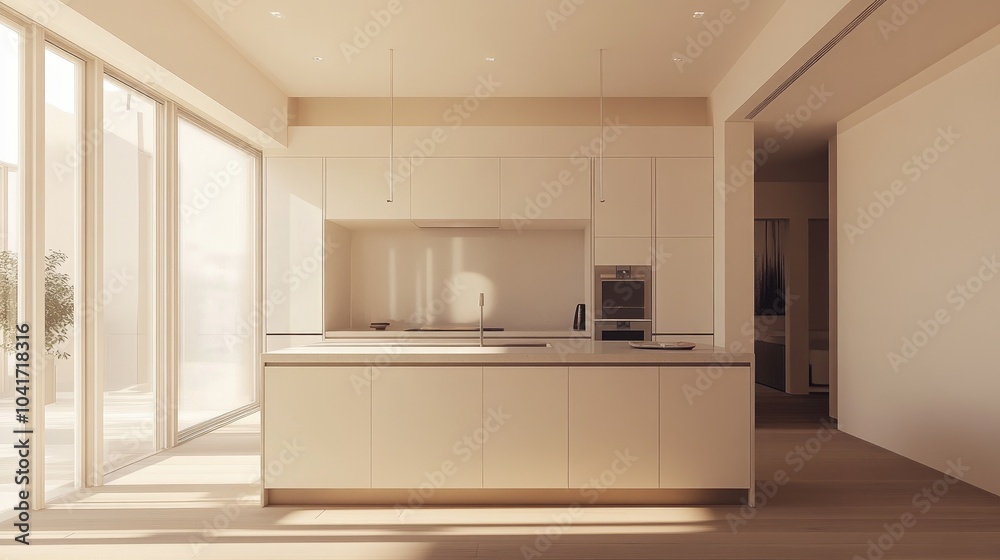 Fototapeta premium Modern Minimalist Kitchen Interior Design Concept