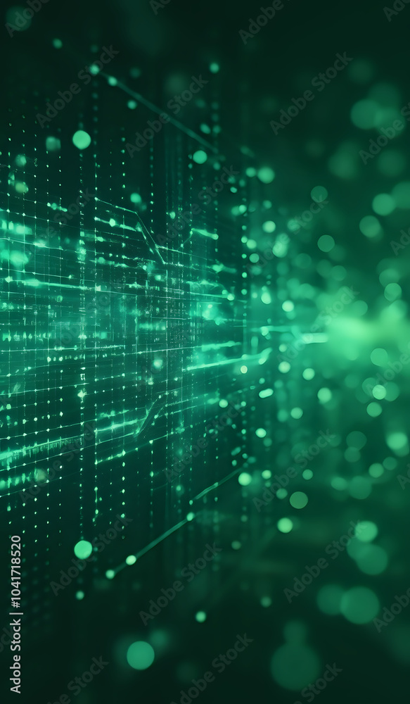 Fototapeta premium Green digital networking, internet, cyber and business background