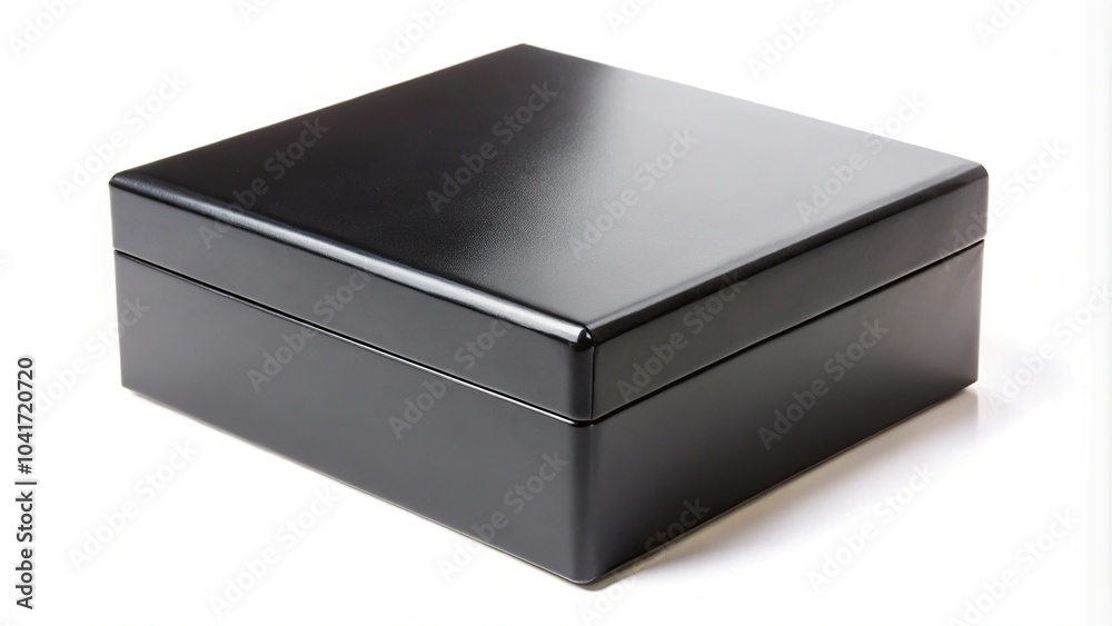 Black closed gift plastic box isolated on white background Black closed gift plastic box isolated on white background