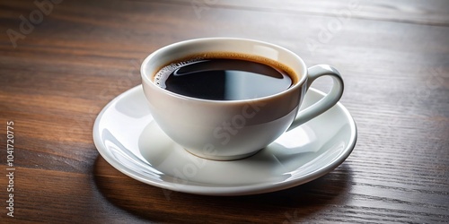 black coffee in white cup with saucer on table