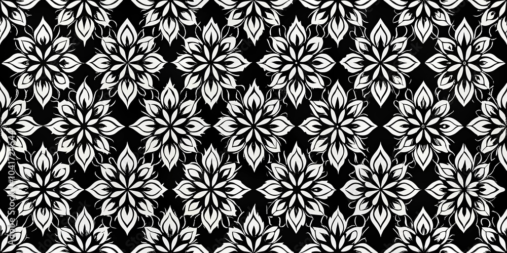 Fototapeta premium Black and white minimalist background with seamless pattern