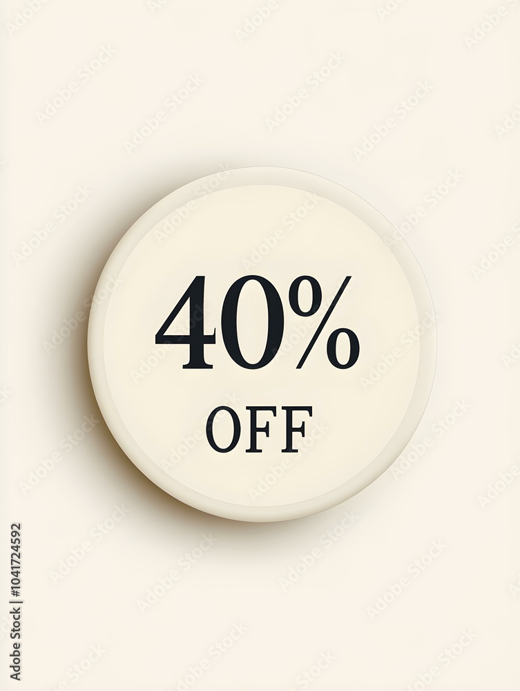 Black '40% OFF' Promotional Sign on a Ivory Background Black '40% OFF' Promotional Sign on a Ivory Background