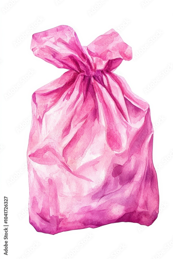 Fototapeta premium Pastry Bag. Watercolor Illustration of Pink Cooking Tool for Bakery Design