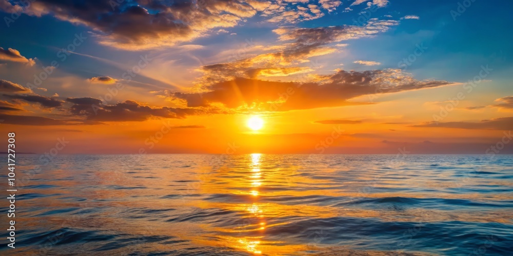 Obraz premium Sun's Gentle Descent Towards the Horizon Imbues the Scene with Warmth and Tranquility at Dusk