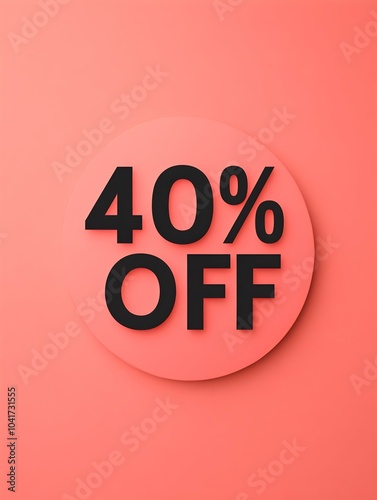 Black '40% OFF' Promotional Sign on a Light Red Background