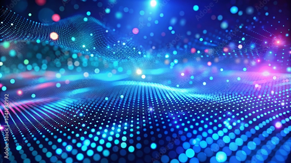 Fototapeta premium Abstract Blue Gradient Dots and Glowing Lights for Technology and Data Visualization Digital Background