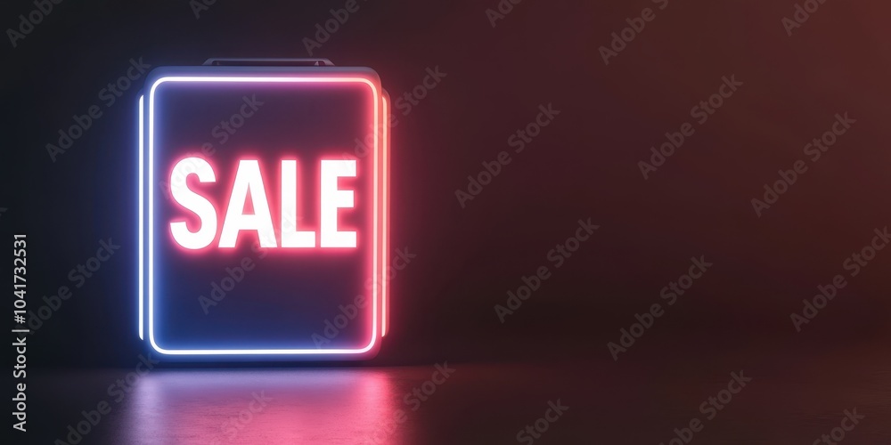 Neon SALE sign glowing on dark background, perfect for promotional materials.