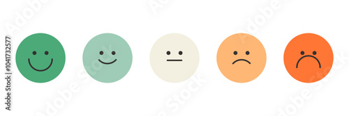 Feedback concept design set. Bad and Good Review. Emotions scale. Happy and Sad reaction. Mood faces for survey, rating icons. Vector illustration