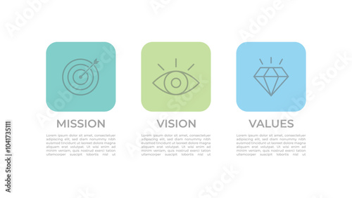 Mission. Vision. Mark. Web page templates. Modern flat design concept