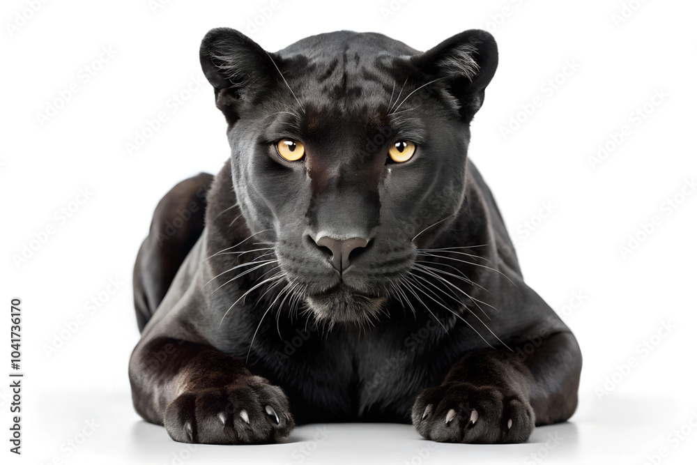Fototapeta premium Black Panther on White Background. 
