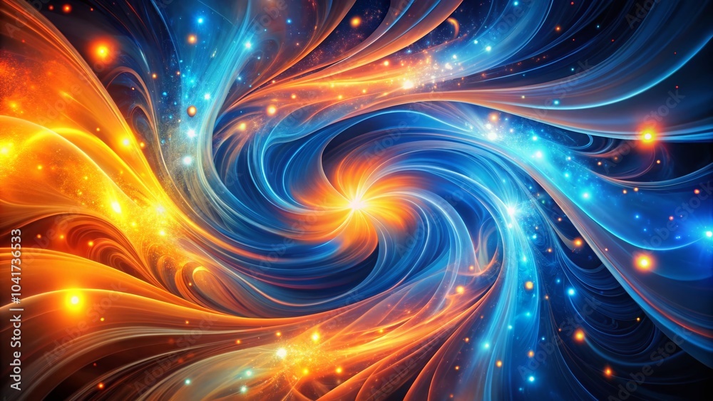 Abstract Illuminated Background with Swirling Orange and Blue Lights for Creative Designs Abstract Illuminated Background with Swirling Orange and Blue Lights for Creative Designs