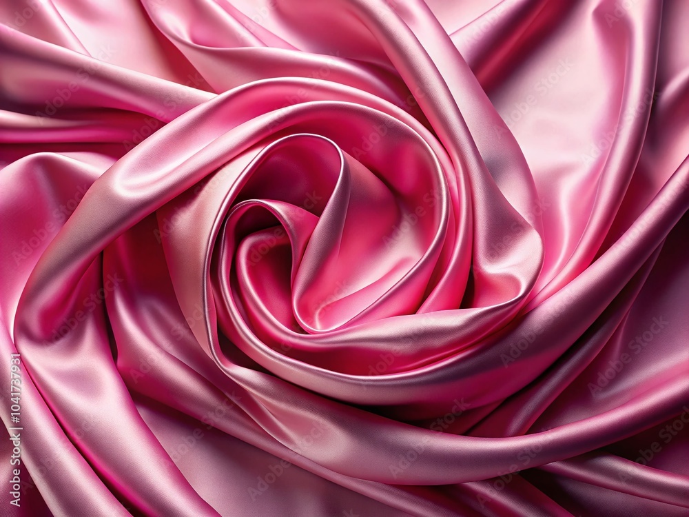 Obraz premium Abstract Pink Fabric Texture with Swirling Silk Draped Material for Elegant Background Design and Smooth Aesthetic