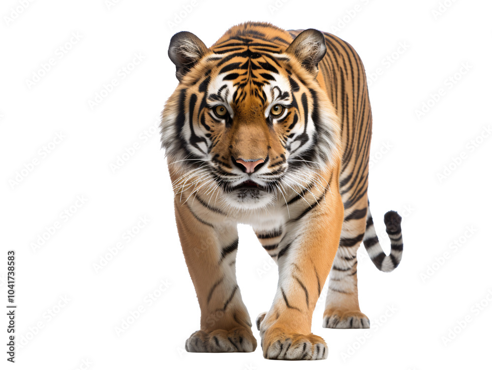 Naklejka premium a tiger walking on a white background
