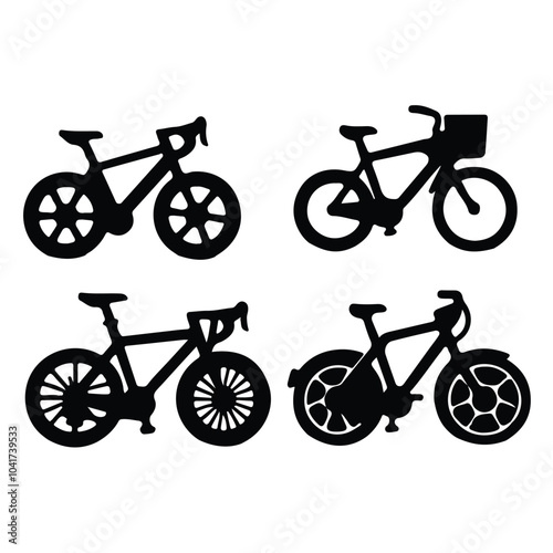 shilhoutte Bike vector set icon on white background photo