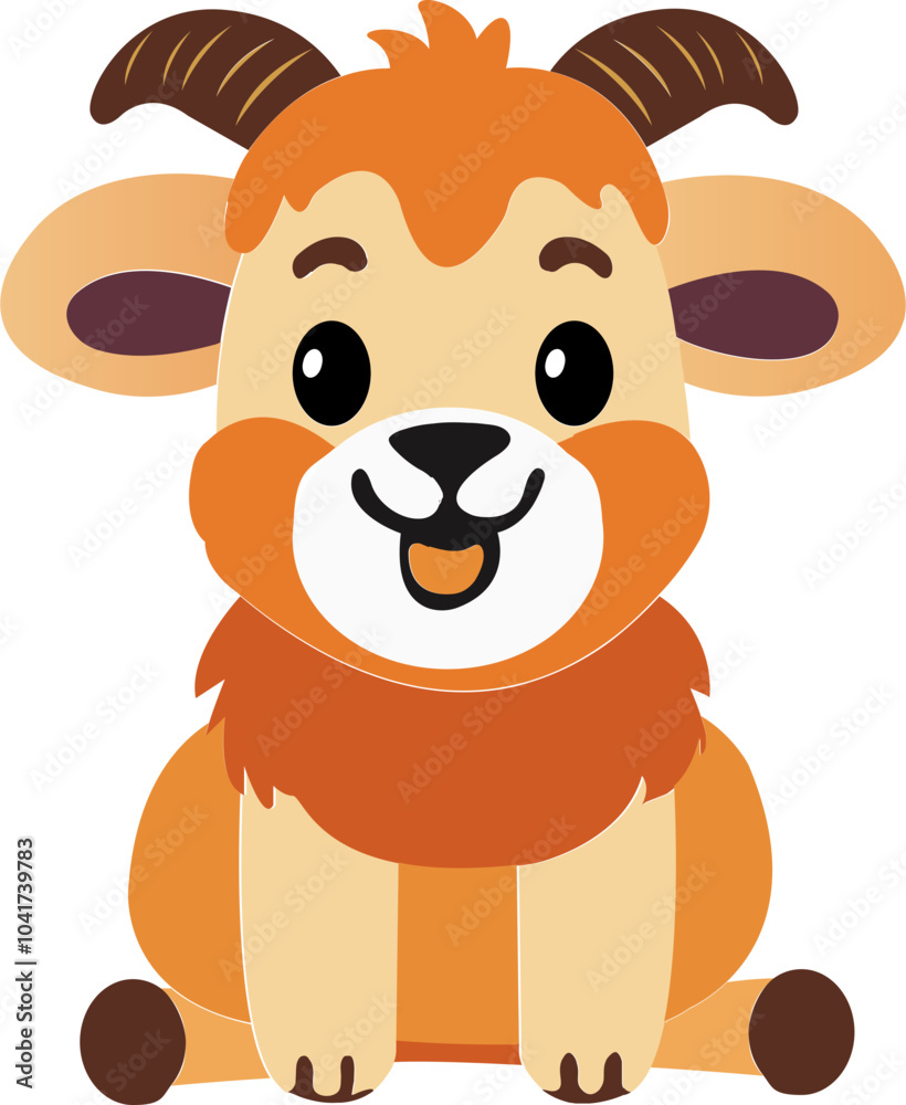 Fototapeta premium Cute Cartoon Sheep Character Element in Sitting Pose.