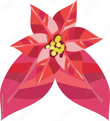 Beautiful poinsettia flower icon in flat style.