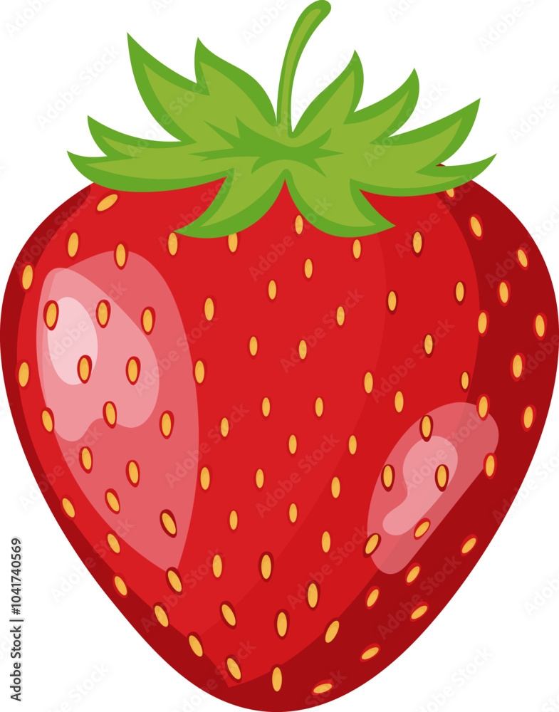 Fresh Juicy Strawberry Element in Red and Green Color. Fresh Juicy Strawberry Element in Red and Green Color.