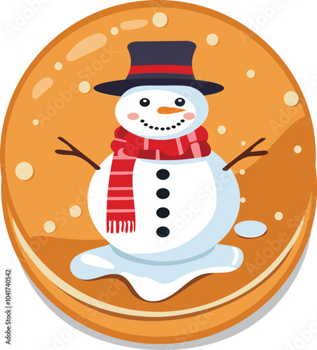 Delicious Snowman Macaron or Sandwich Cookie Element.