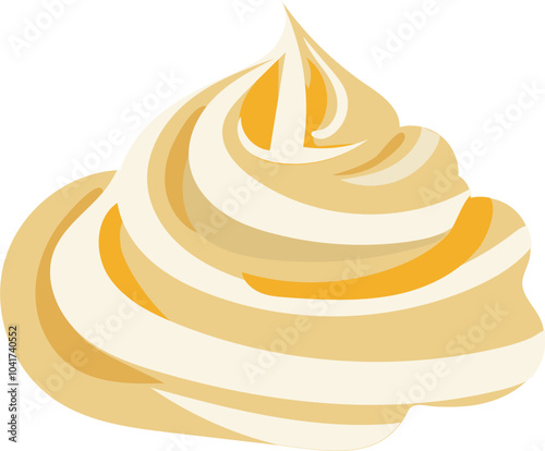 Yellow whipped cream shape flat element vector.