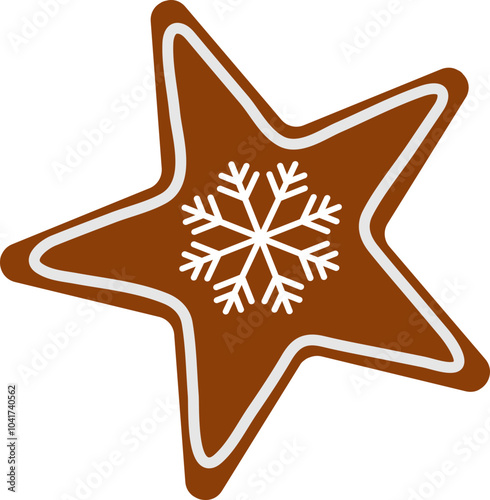 Gingerbread Star Shape Element in Brown and White Color.