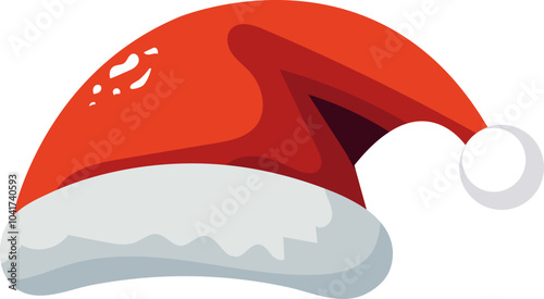 Isolated Santa Hat Element in Orange and Grey Color.