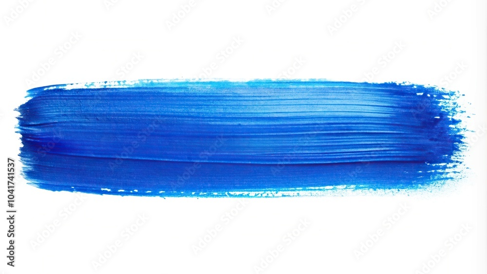 Fototapeta premium Blue paint brush stroke on white background, symmetrical