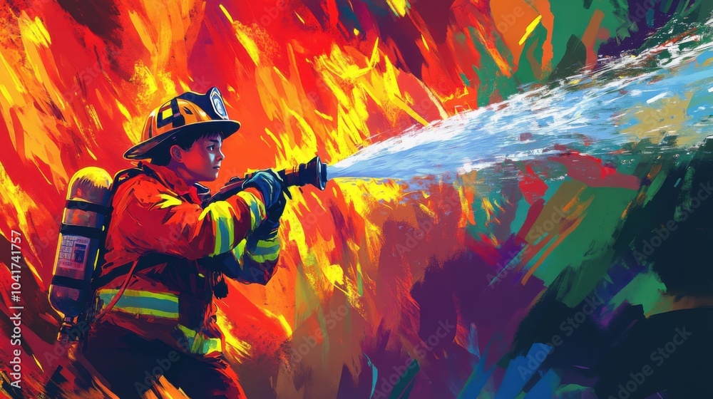 Fototapeta premium Brave Hearts: The Heroes of Firefighting
