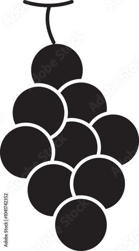 Glyph Illustration of Grapes Icon in Flat Style.