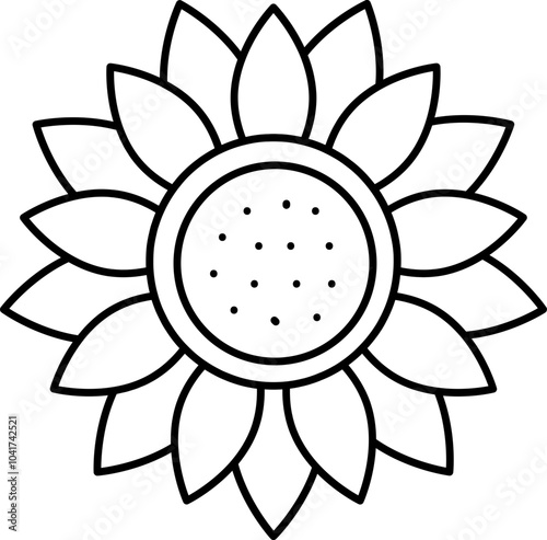 Illustration sunflower icon in black outline.