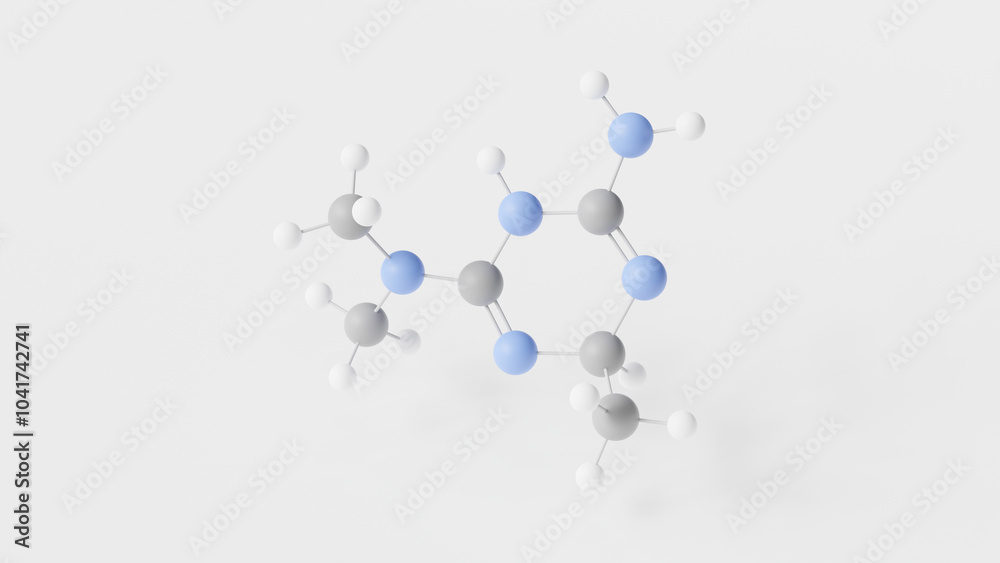 imeglimin molecule 3d, molecular structure, ball and stick model, structural chemical formula anti-diabetic medication imeglimin molecule 3d, molecular structure, ball and stick model, structural chemical formula anti-diabetic medication