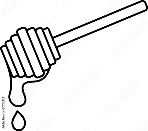 Black Outline Honey Dipper Icon or Symbol.