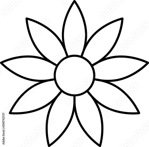Illustration daisy flower icon in black outline.