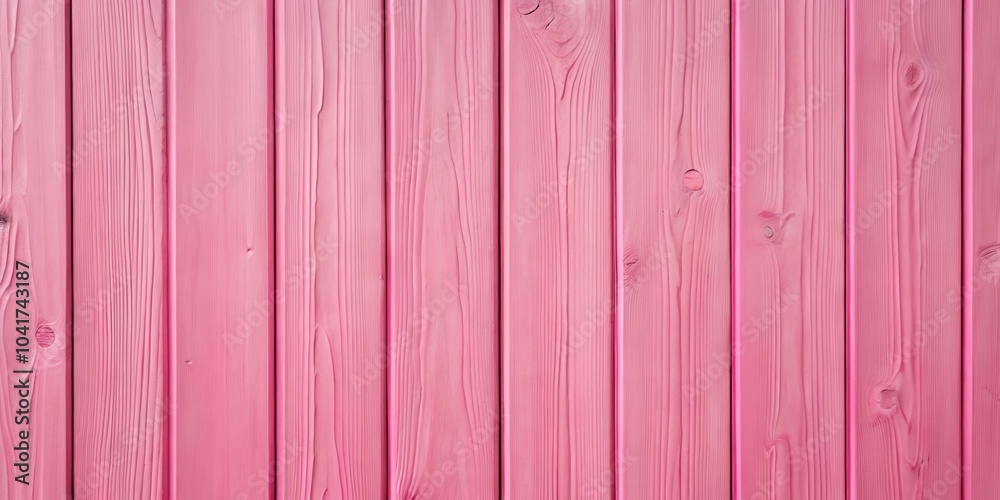 A close-up view of a smooth, vertical pink painted wood surface with visible grain patterns and natural knots