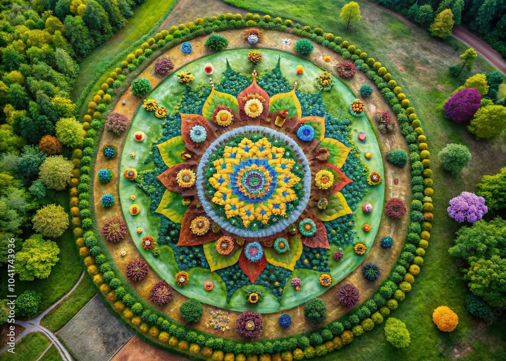 Obraz premium Aerial Mandala Ancestral World: Stunning Patterns in Nature's Tapestry