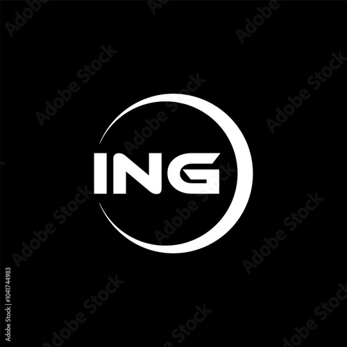 ING letter logo design with white background in illustrator, vector logo modern alphabet font overlap style, calligraphy designs for logo, Poster, Invitation, etc.