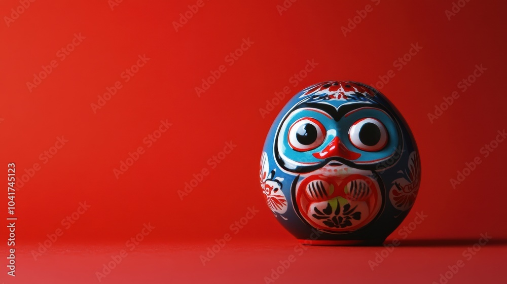 Japanese daruma doll in a red background, symbolizing perseverance and good luck, culture of Japan Japanese daruma doll in a red background, symbolizing perseverance and good luck, culture of Japan