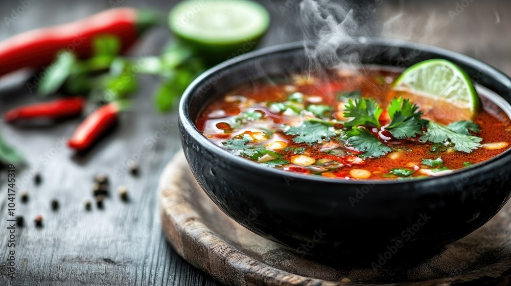 Fresh and Spicy Soup with Herbs and Lime Fresh and Spicy Soup with Herbs and Lime