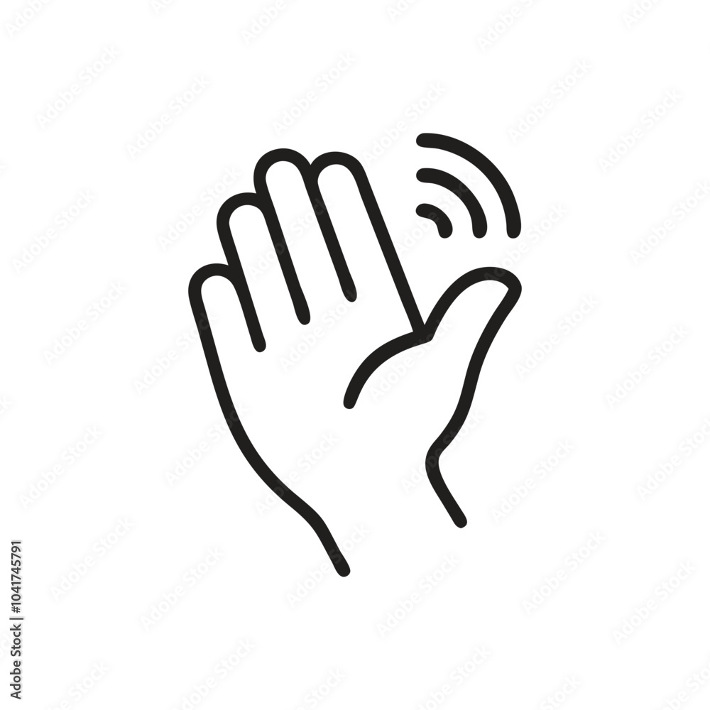 Waving hand Icon on white background Waving hand Icon on white background