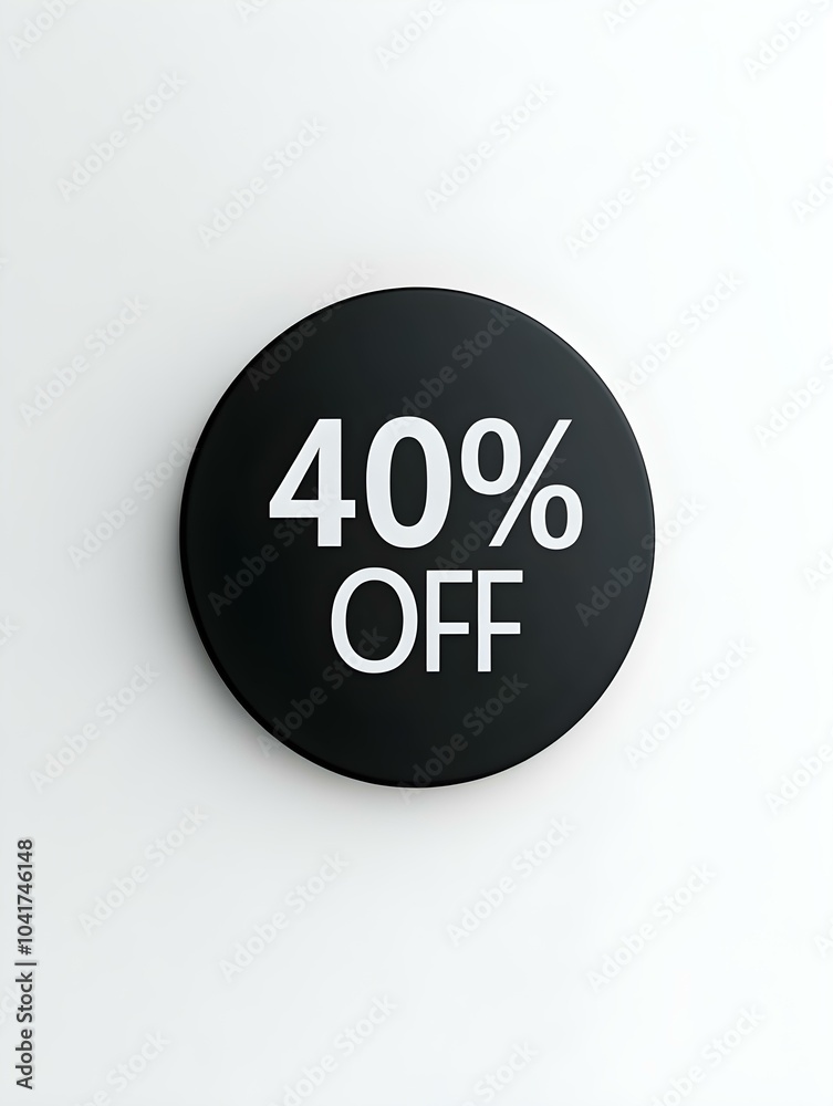 Black '40% OFF' Promotional Sign on a White Background Black '40% OFF' Promotional Sign on a White Background