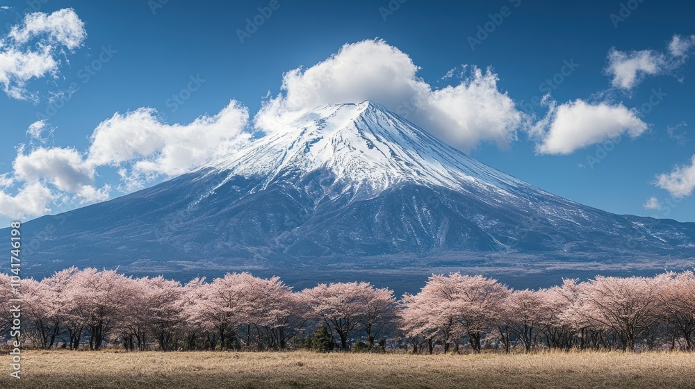 Mount Fuji in spring with cherry blossom around Mount Fuji in spring with cherry blossom around