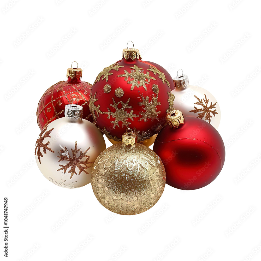 Christmas Ornaments with Red and Gold Decorations Christmas Ornaments with Red and Gold Decorations