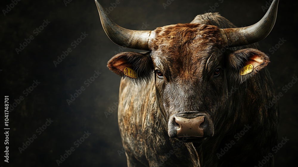 Majestic Bull Silhouette on a Bold Darkened Horizon Picture Majestic Bull Silhouette on a Bold Darkened Horizon Picture