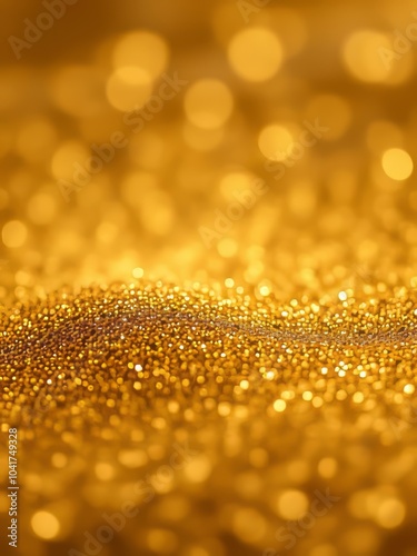 An exquisite background of glimmering gold glitter with a delicately blurred setting creating3 glitter dust particle Ultra realistic 