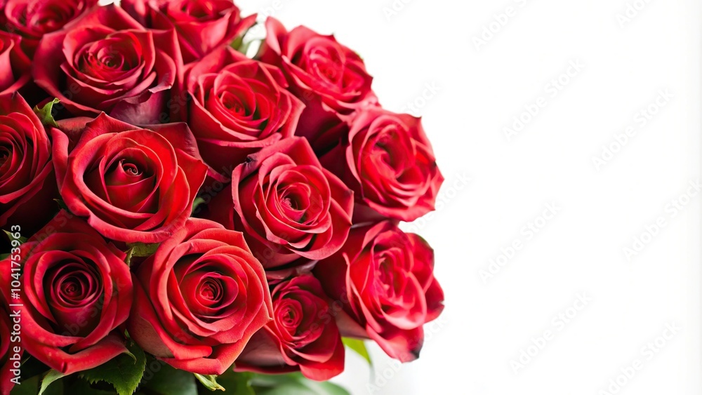 Red roses bouquet on white background with copy space Red roses bouquet on white background with copy space