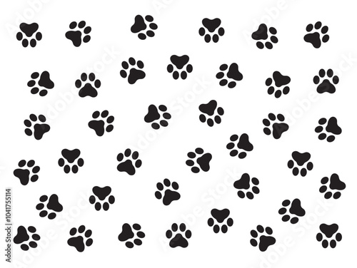 Paw Seamless Pattern, Paw Print, dog paw