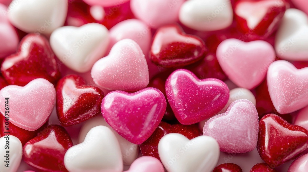 Assorted heart-shaped candy close-up Assorted heart-shaped candy close-up