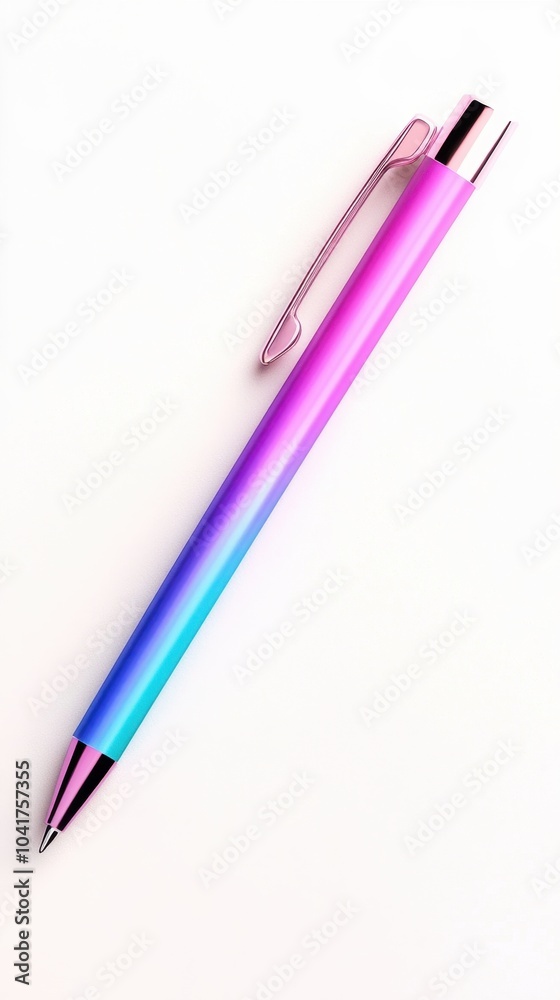 A colorful gradient pen on a white background, ideal for stationery and creative purposes. A colorful gradient pen on a white background, ideal for stationery and creative purposes.