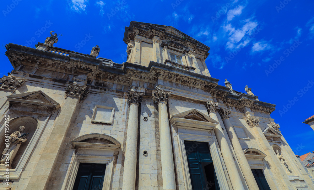 Historic architecture of the Church of St. Blaise illuminated by sunlight in Dubrovnik Croatia Historic architecture of the Church of St. Blaise illuminated by sunlight in Dubrovnik Croatia